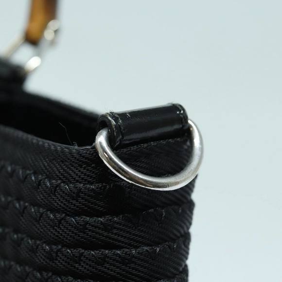 GUCCI Bamboo Hand Bag Canvas 2way Black Gold 000 1998 0540 Auth ep5246 - Picture 8 of 16